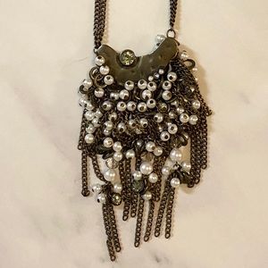 Bronze Saddle Necklace with Pearls